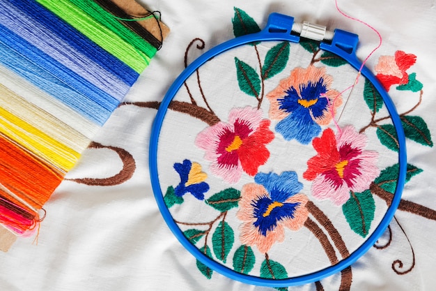 Kadr z haftem kwiatowym